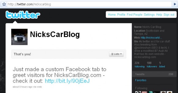 Nick's Car Blog on Twitter