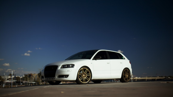 White A3 on Gold Wheels